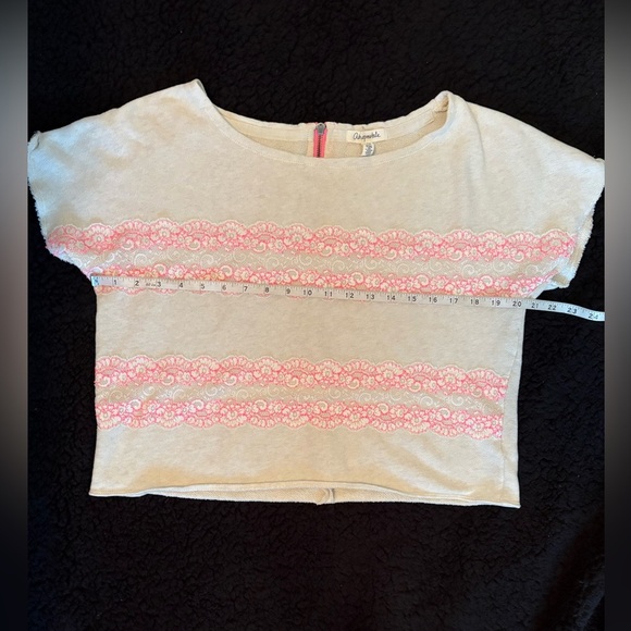 Aeropostale Beige and Pink Lace Crop Top - Picture 2 of 5